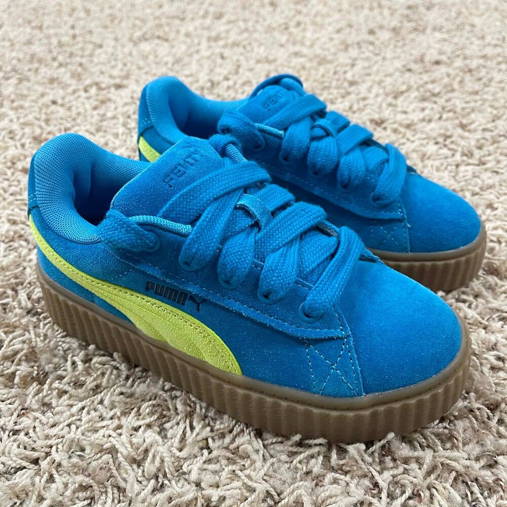 PUMA x FENTY Kids Creeper Phatty Suede Sneakers Shoes Blue, Size 2 (New)